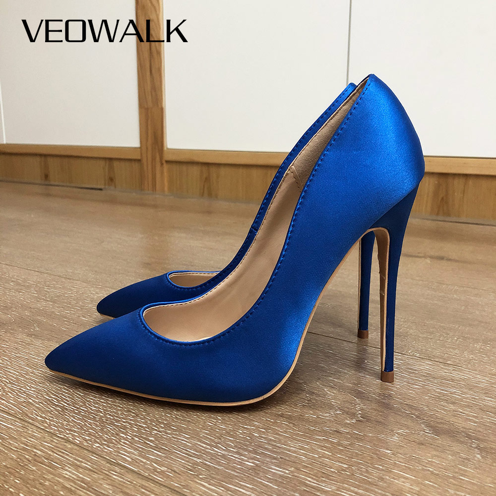 Veowalk Royal Blue Women Silk  - Slip Dress Satin review and price