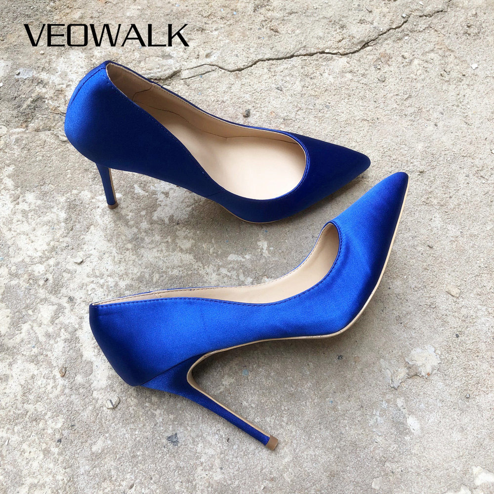 Veowalk Royal Blue Women Silk  - Slip Dress Satin review and price