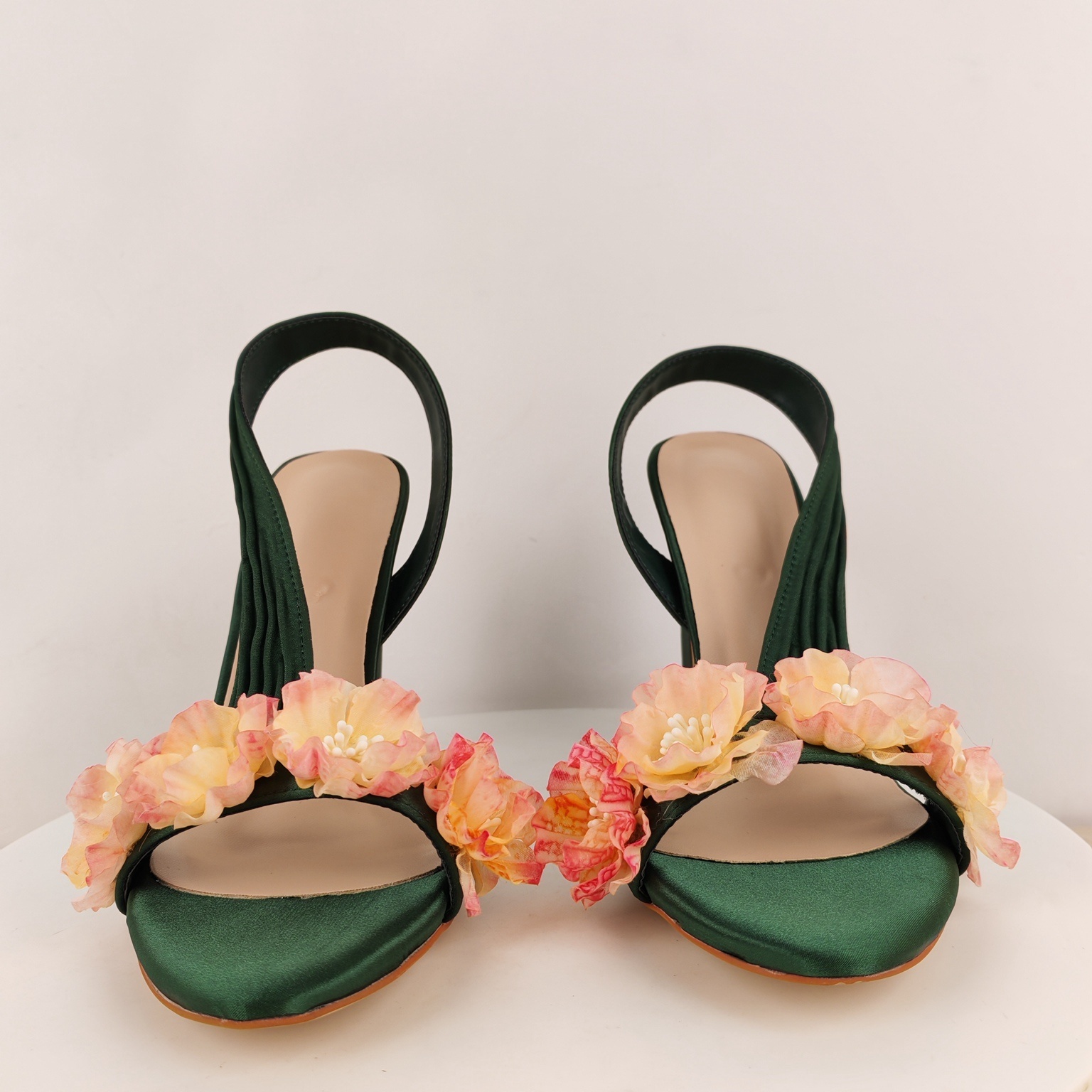 Block Heels Slingback Flowers  - Slip Dress Satin review and price