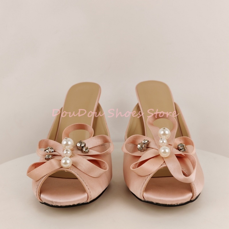 Pink Satin Bow Pearl Rhineston - Slip Dress Satin review and price